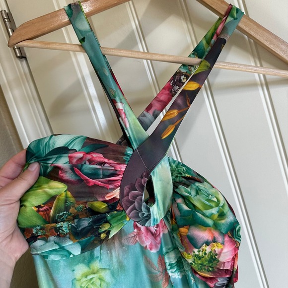 Floral Maxi Dress Criss Cross Halter Sundress Beach Vacation - Size xs - Picture 2 of 6